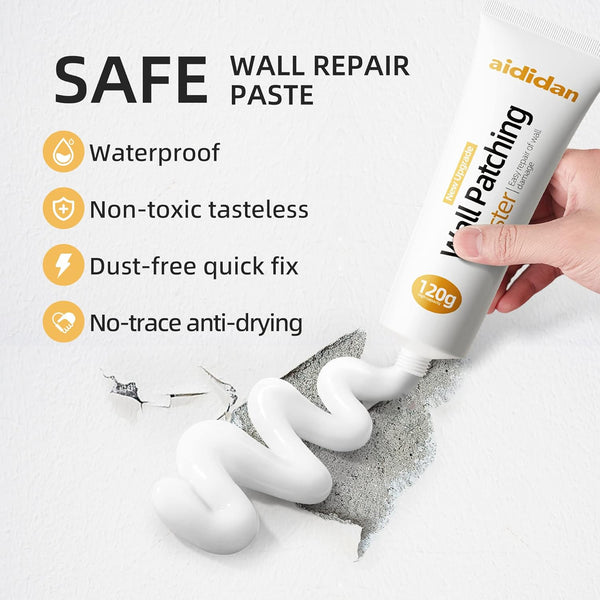 2Pcs Drywall Repair Kit Hole Repair Patch Kits Wall Spackle Repair Paste Wall Mending Agent Quick Fix Solution for Home Wall, White Repair Putty