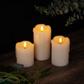 Homemory Dripping Wax Flameless LED Pillar Candles, Battery Operated with Remote Control and Timer, Set of 3, 5" H X 4" W X 6" D