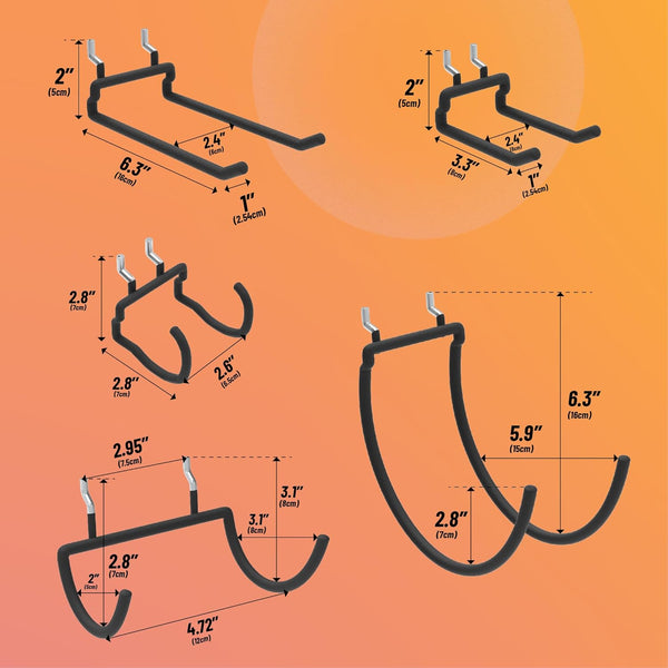 HUHOLE Pegboard Drill Holder, Peg Board Utility Hooks, 10 Pack Heavy Duty Peg Board Tool Holder for Power Tools, Drill, Hammer, Cord, Fit for 1/4