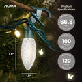 Noma Quick-Clip Customizable Holiday String Lights, 100 LED Bulbs, 66.8Ft Long, Warm White
