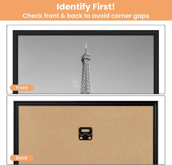 Upsimples 11X17 Picture Frame Black 3 Pack, Scratch-Proof 11 X 17 Poster Frames for Photo Gallery - Slide-In Strips, Horizontal or Vertical Wall