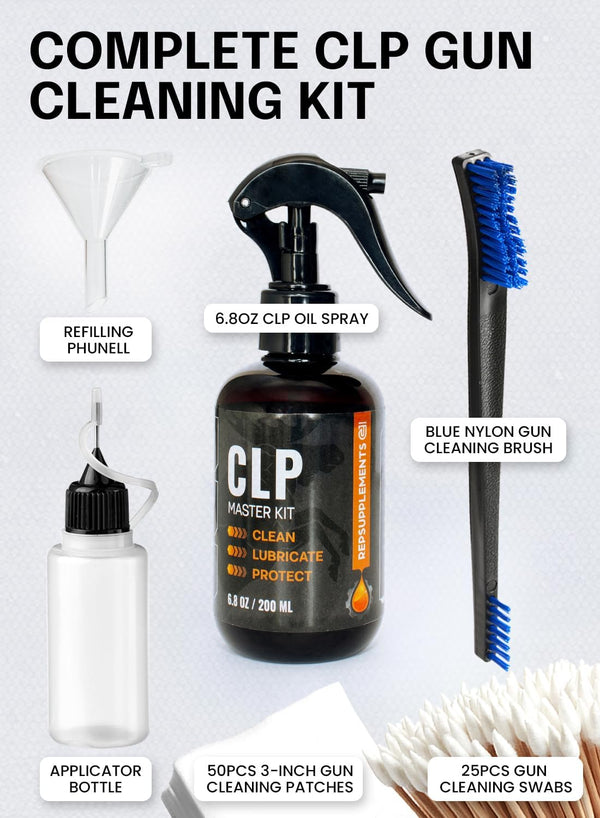 Clp Gun Cleaning Oil Kit 3-In-1 Cleans, Lubes, Protects - 6.8 Oz Sprayer Clp Gun Cleaner and Lubricant, Needle Oiler, Cleaning Patches, Cleaning