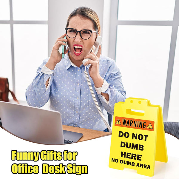MBL Funny Team Office Gifts - Funny Fun Gag Desk Warning Caution Sign Cubicle Decor for Coworker Teammate Employee Boss Birthday Christmas White