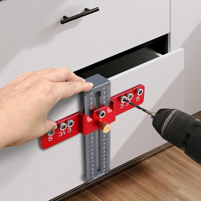 RUITOOL Cabinet Hardware Jig Tool, Aluminium Alloy Cabinet Handle Install Template Tool, Adjustable Punch Locator Drill 