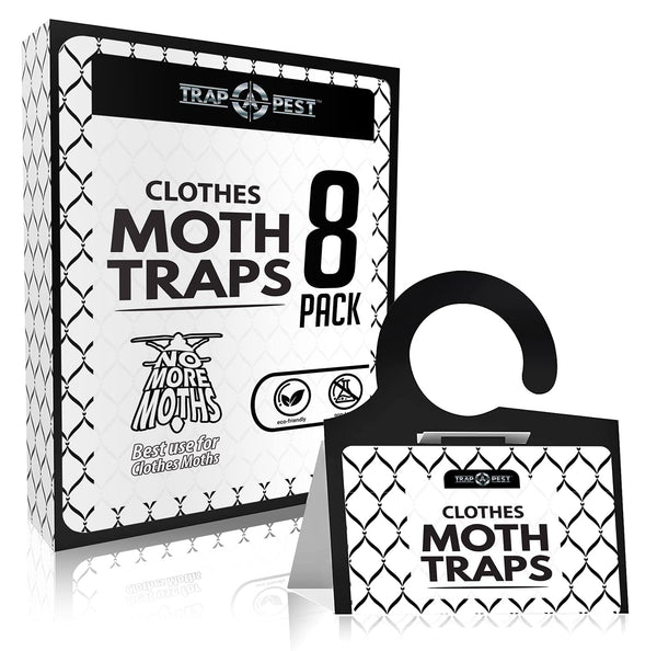 TRAP a PEST Clothing Moth Traps - 8 Pack - Non Toxic Moth Traps for Clothes with Pheromone Attractant - Odorless Sticky Traps for Closet, Carpets