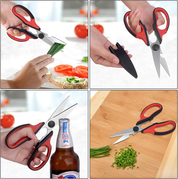 Left Handed Kitchen Scissors and Left Handed Peeler, All Purpose Lefty Stainless Steel Scissors and Peeler for Adults, Great for Kitchen, Home (2