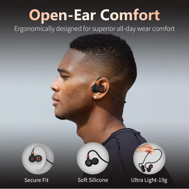 Ortizan Open Ear Headphones, Bluetooth 5.3 Wireless Air Conduction Headphones Sport Earbuds, Premium Sound, IPX6 Waterpr