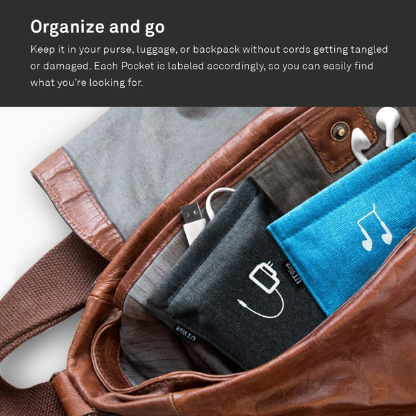 Pocket Mobile Charger Case Pouch Bag Organizer (Blue) - 2 Pack