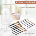 3 in 1 Makeup Brush Cleaner Mat, Silicone Makeup Brush Cleaner Bowl and Dryer, Waterproof Makeup Brush and Sponge Cleaner with Lid (Khaki)