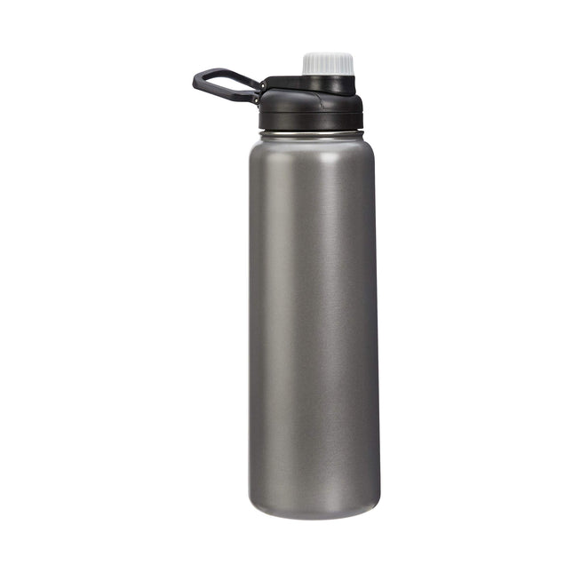 Amazon Basics Large Stainless Steel Insulated Water Bottle, Spout Lid, 30.1 Ounces, Gray