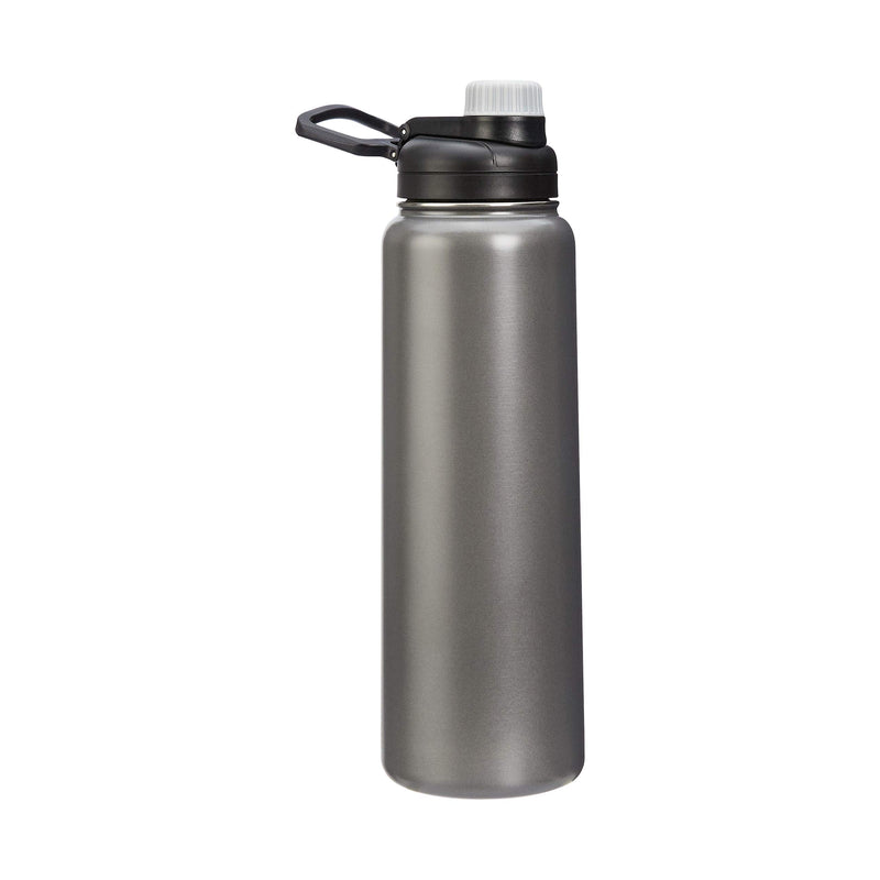Amazon Basics Large Stainless Steel Insulated Water Bottle, Spout Lid, 30.1 Ounces, Gray