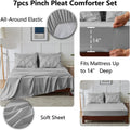 Cozylux King Size Comforter Set Light Grey, 7 Pieces Pintuck Bed in a Bag Gray Comforter King Size, Pinch Pleat Bedding Set with All Season