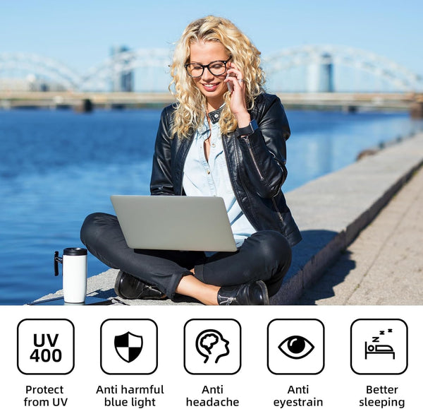 Okany Blue Light Blocking Glasses for Women Men Woman Black Computer Screen Filter Gaming Glasses Womens Mens 99.9% Blue Light Blocker round