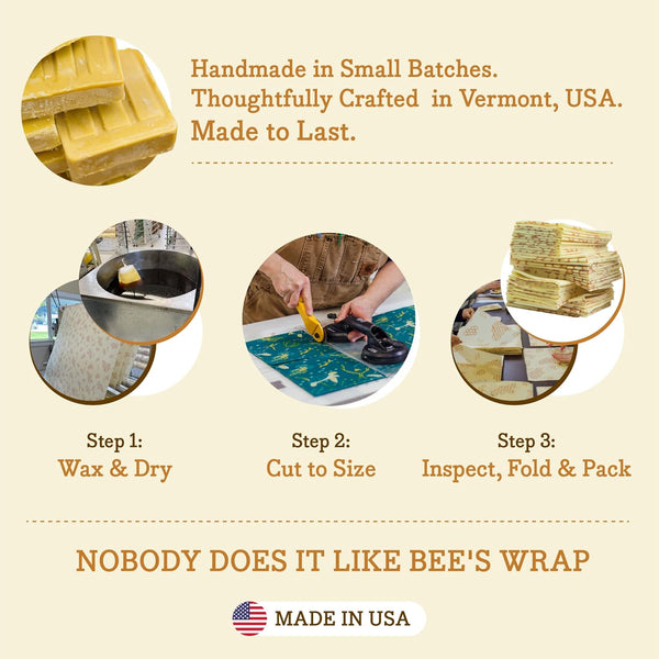 Bee'S Wrap Beeswax Wraps for Food - Garden Party Cut to Size Wax Paper Roll - Made in USA Reusable Waxed Paper & Bowl Covers - Organic &