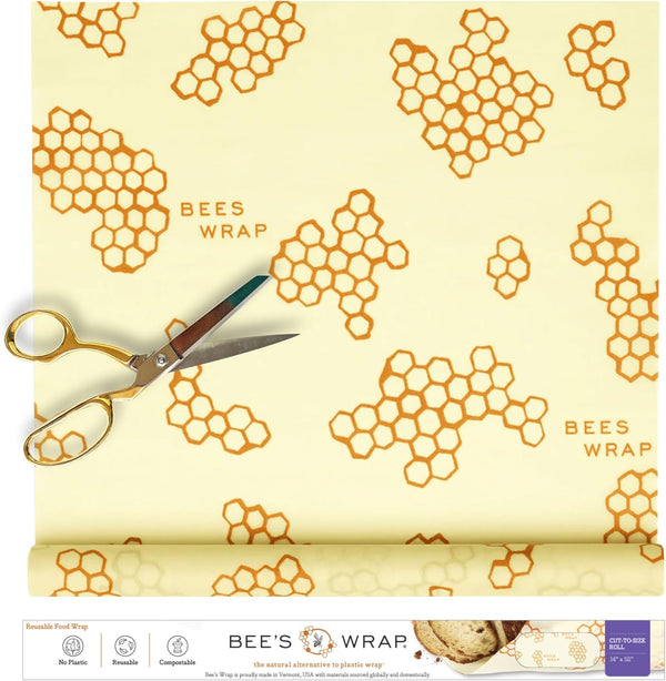 Bee'S Wrap Beeswax Wraps for Food - Honeycomb Cut to Size Wax Paper Roll - Made in USA Reusable Waxed Paper & Bowl Covers - Organic & Eco-Friendly
