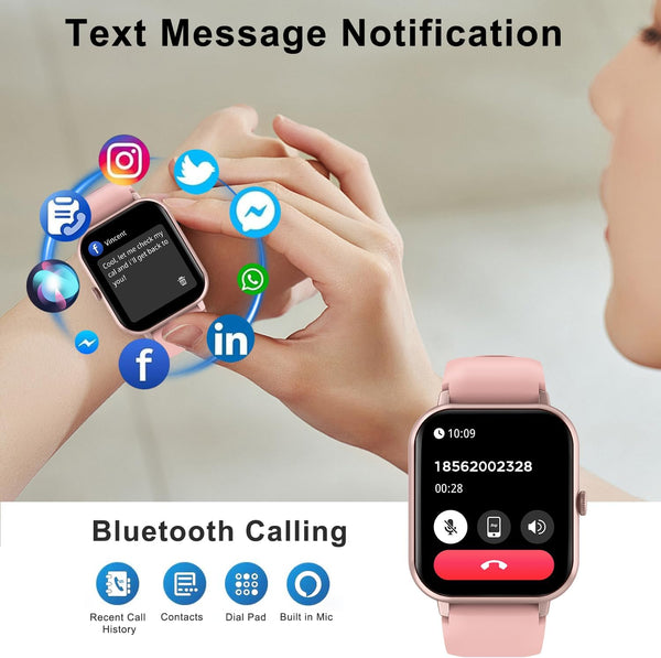Smart Watch for Men Women Compatible with IOS Android Phone, 1.83" Full Touchscreen IP68 Waterproof Smartwatch,Fitness Tracker with Make/Recive