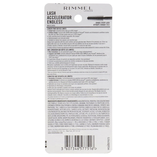 Rimmel Lash Accelerator Mascara, Extreme Black, Pack of 1