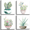 Dgbtcart Succulent Plants Bathroom Decor Wall Art, Green Cactus Pictures Canvas Print, Botanical Paintings for Bedroom Living Room Office