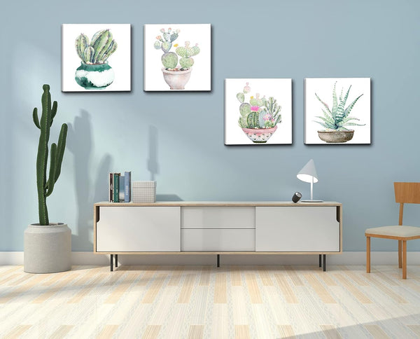Dgbtcart Succulent Plants Bathroom Decor Wall Art, Green Cactus Pictures Canvas Print, Botanical Paintings for Bedroom Living Room Office