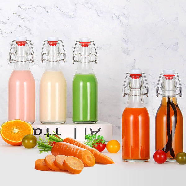 YEBODA 8Oz Swing Top Bottles - Glass Beer Bottle with Airtight Rubber Seal Flip Caps for Home Brewing Kombucha, Beverages, Oil, Vinegar, Water,