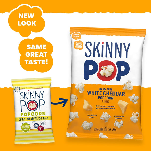 Skinnypop White Cheddar Popcorn, Gluten Free, Non-Gmo, Healthy Snacks, Skinny Pop, 4.4Oz Grocery Size Bag