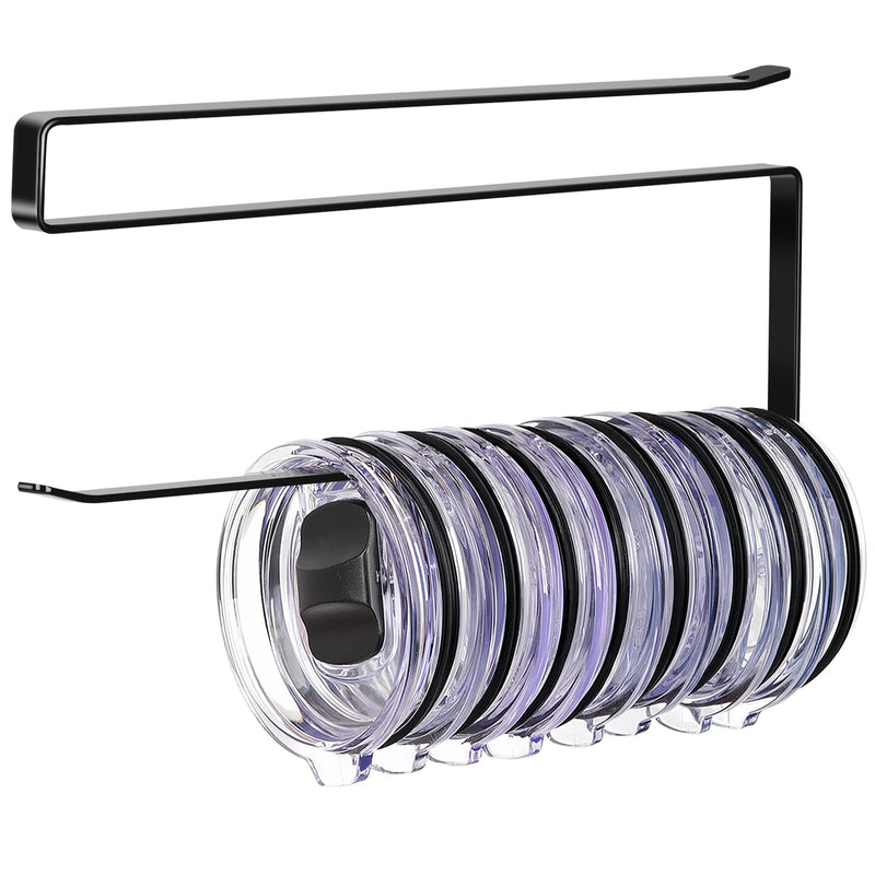 Tumbler Lid Organizer, Horizontal Tumbler Lid Storage Hook up to 10 Lids, Space Saving Cup Lid Holders under Cabinet Tumbler Lid Hook for Kitchen