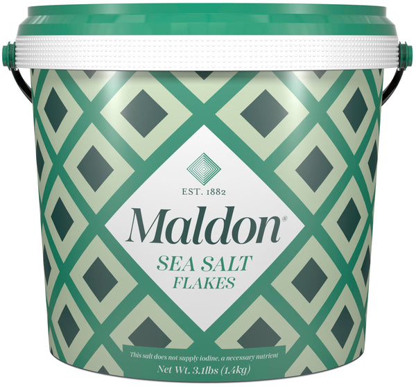 Maldon Salt, Sea Salt Flakes, 3.1 Lb, Bulk Tub, Kosher, Natural, Handcrafted, Gourmet, Pyramid Crystals