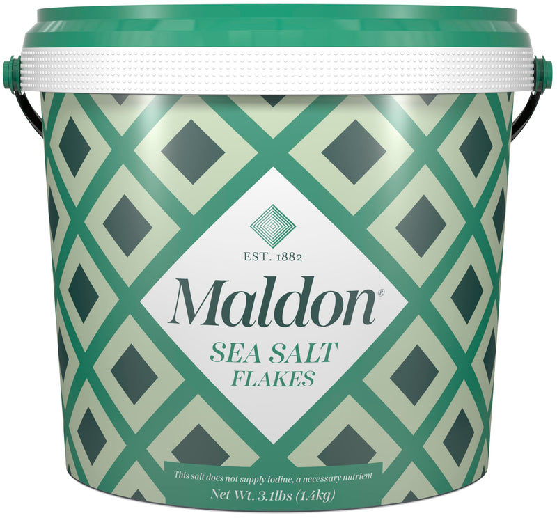Maldon Salt, Sea Salt Flakes, 3.1 Lb, Bulk Tub, Kosher, Natural, Handcrafted, Gourmet, Pyramid Crystals