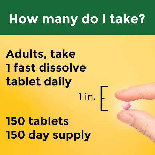Nature Made Vitamin B12 1000 Mcg, Easy to Take Sublingual B12 for Energy Metabolism Support, 150 Sugar Free Fast Dissolve Tablets, 150 Day Supply
