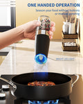 CIRCLE JOY Gravity Electric Salt and Pepper Grinder Set Automatic Salt and Pepper Grinder Set with LED Light, Battery Operated, Adjustable