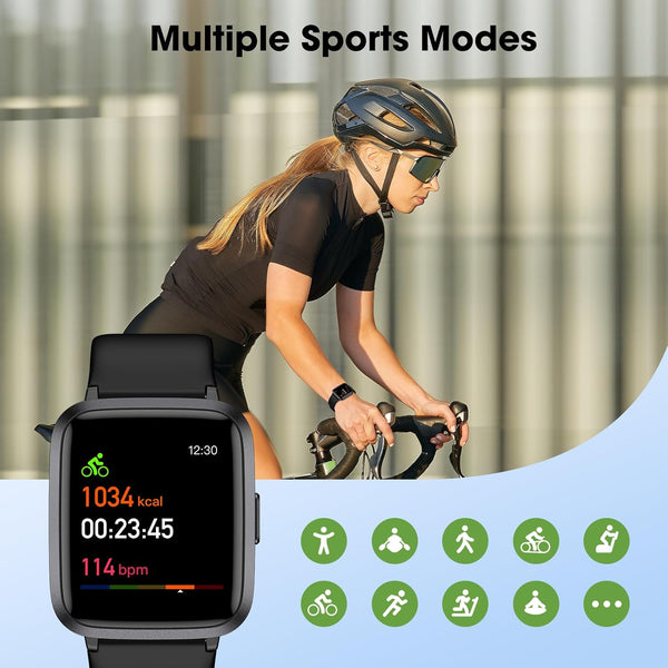 Fitness Tracker Watch with Heart Rate Monitor, Large Screen Activity Tracker with Pedometer, Sleep Monitor, Calories & Step Counter, 5ATM