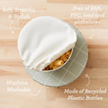 Esembly Bowl Caps - Reusable Bowl Covers in Pack of 4 - Waterproof, Washable Lids for Leftover Food, Fruits and Snacks - Buds + Gingham, 4-Pack