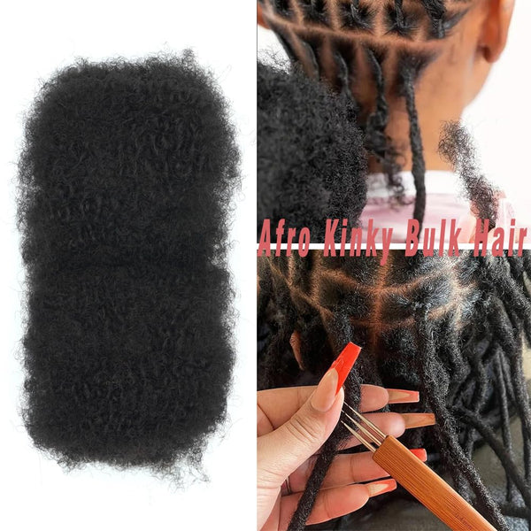 Premium Afro Kinky Bulk Human Hair 100%, Afro Kinkys Human Hair Bulk for Dreadlock Extensions, Repair Locs, Create Dreadlocks. Can Dye and Bleach,