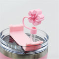 3Pcs Cherry Blossom Silicone Straw Cover Cap for Stanley Cup,Straw Topper 10 Mm 0.4 in Reusable Straw Tips Lids,Flower Straw Tip Covers Gift for