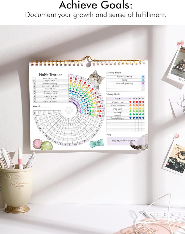 Daily Habit Tracker with Sticker Habit Tracker Calendar Habit Journal with Spiral Binding 11.69 * 8.27