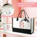 TRSODD Mothers Day Gifts for Sister Friends Birthday Gifts for Her Canvas Initial Tote Bag for Women and Makeup Bag Set