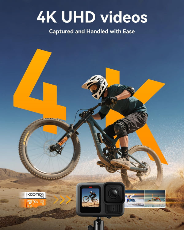 KOOTION 128GB Micro SDXC UHS-I U3 V30 A1 Memory Card - High Speed TF Card for Phone, Camera