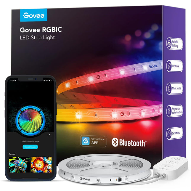 Govee RGBIC LED Strip Lights, Smart LED Lights for Bedroom, Bluetooth LED Lights APP Control, DIY Multiple Colors on One