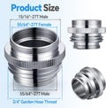Brass Faucet Adapter, Kitchen Sink Faucet Adapter to Garden Hose, Multi-Thread Garden Hose Adapter for Female to Male, Chrome Finished