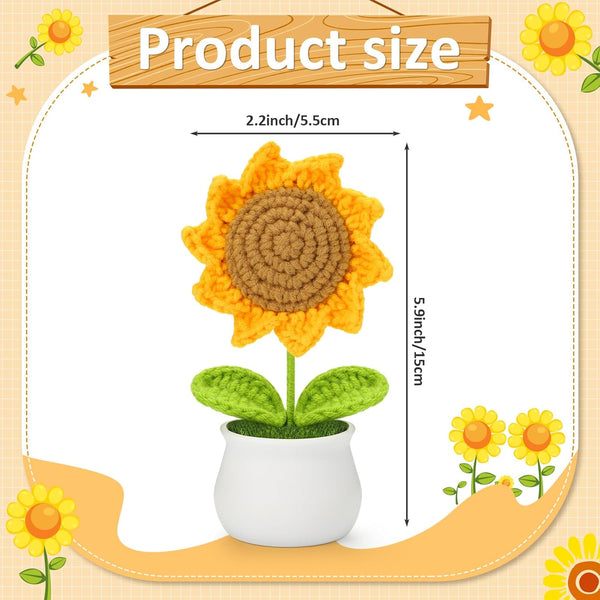 Crochet Flowers Artificial Sunflower for Office Desk Car Dashboard Decor, Funny Gifts for Women Birthday Christmas Party Decorations Motivational