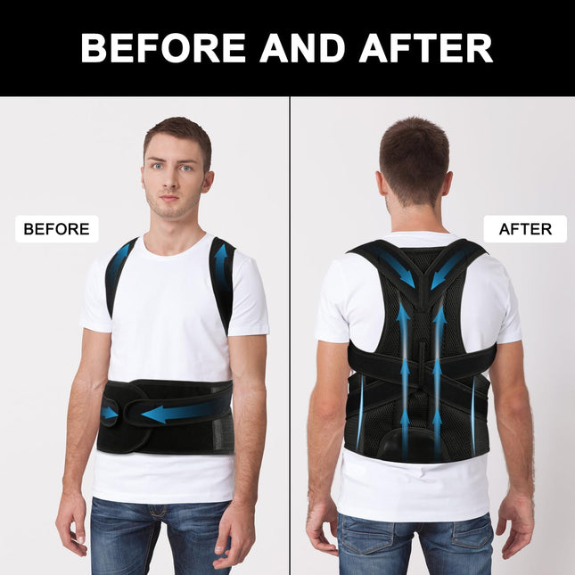 Back Brace Posture Corrector for Men and Women - Improve Posture, Lower Back and Waist Pain, Full Lumbar Support, Should