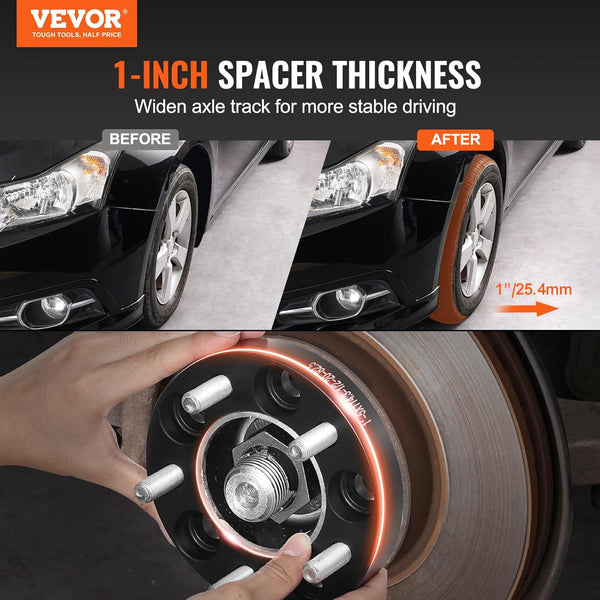 VEVOR Wheel Spacers, 1" Thick 5X4.5 Wheel Adapters, 5 Lug 5 X 114Mm Forged Spacers, 82.5 Mm Bore Hubcentric 1/2"-20 Studs, Fit for 1984-2013 Jeep