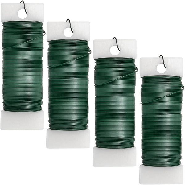 4 Pack 120 Yards 22 Gauge Floral Wire Flexible Paddle Wire Florist Green Wire for Crafts,Wreaths,Christmas Tree,Garland and Floral Flower Arrangements