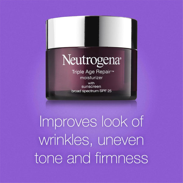 Neutrogena Triple Age Repair Anti-Aging Daily Facial Moisturizer with SPF 25 Sunscreen & Vitamin C, Firming Anti-Wrinkle Face & Neck Cream for