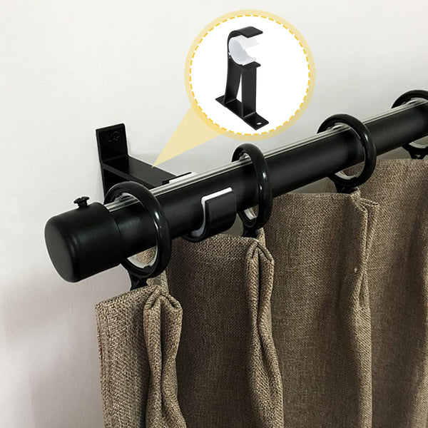 DAJAVE 10 Pack Curtain Rod Brackets, Black Curtain Rod Holders for 1 To1.4 Inch Diameter Curtain Rod, Curtain Rod Hooks with Plastic Buckle for