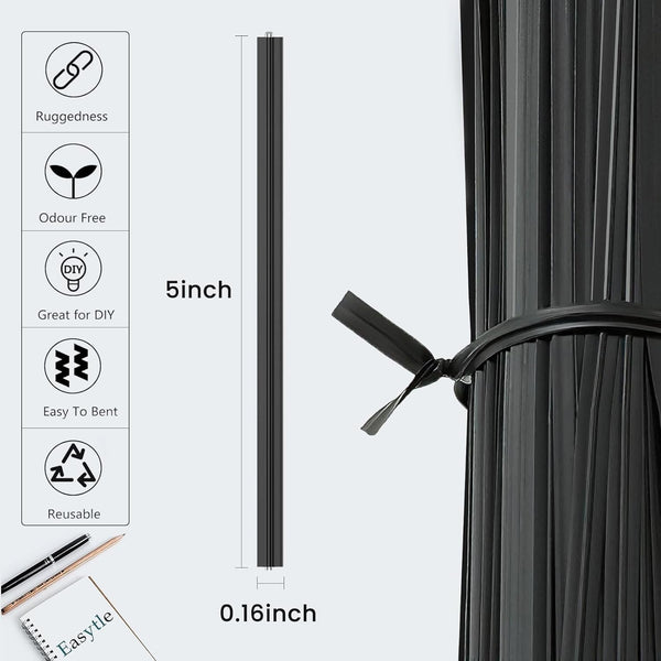 400 Pcs Twist Ties for Bags 5" Cable Ties Bag Twist Ties for Cord Twist Bread Ties Reusable Black Plastic Coated Ties Heavy Duty Bread Ties Twist