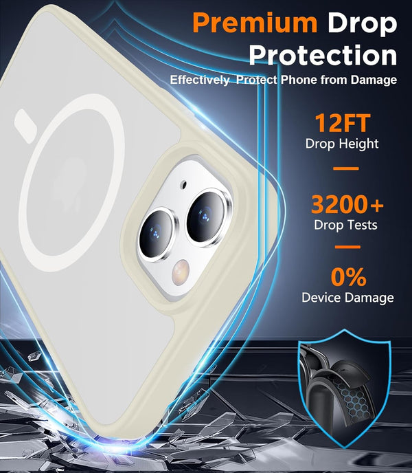 SPIDERCASE Designed for Iphone 13/14 Case, Magnetic Translucent with 2PCS Tempered Glass Screen Protector Anti-Fingerprint Anti-Scratch Phone