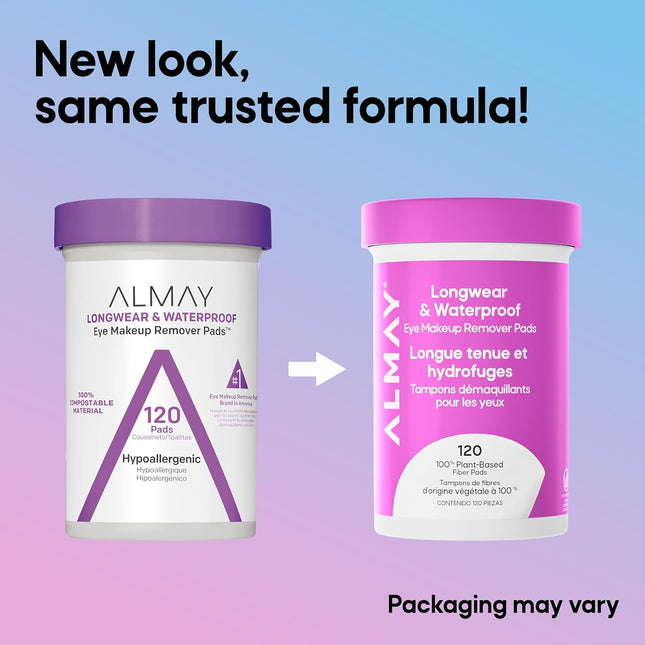 Almay Biodegradable Makeup Remover Pads, Longwear & Waterproof, Hypoallergenic, Fragrance-Free, Dermatologist & Ophthalm