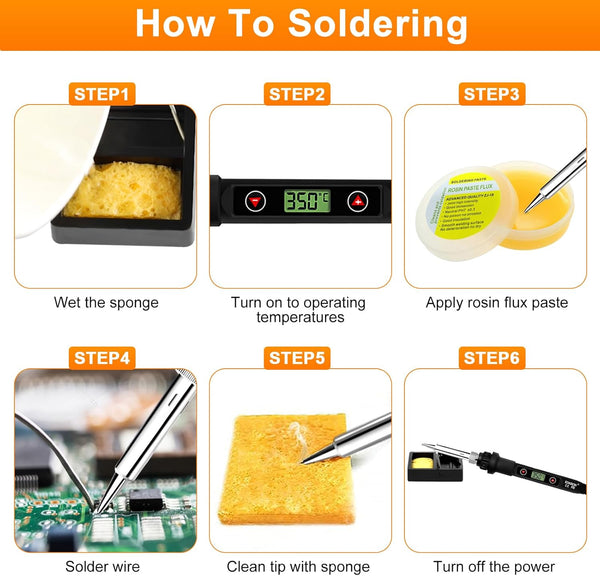 Soldering Iron Kit 80W LCD Adjustable Temperature 180-520? Solder Kit Electronics 13 in 1 Welding Tools with ON/OFF Switch, Solder Wire, Flux, 5
