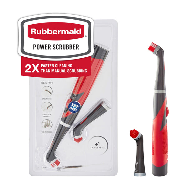 Rubbermaid Reveal Power Scrubber with Multi-Purpose & Grout Head, Cordless Electric Battery Powered Scrub Brush, Water Resistant, for